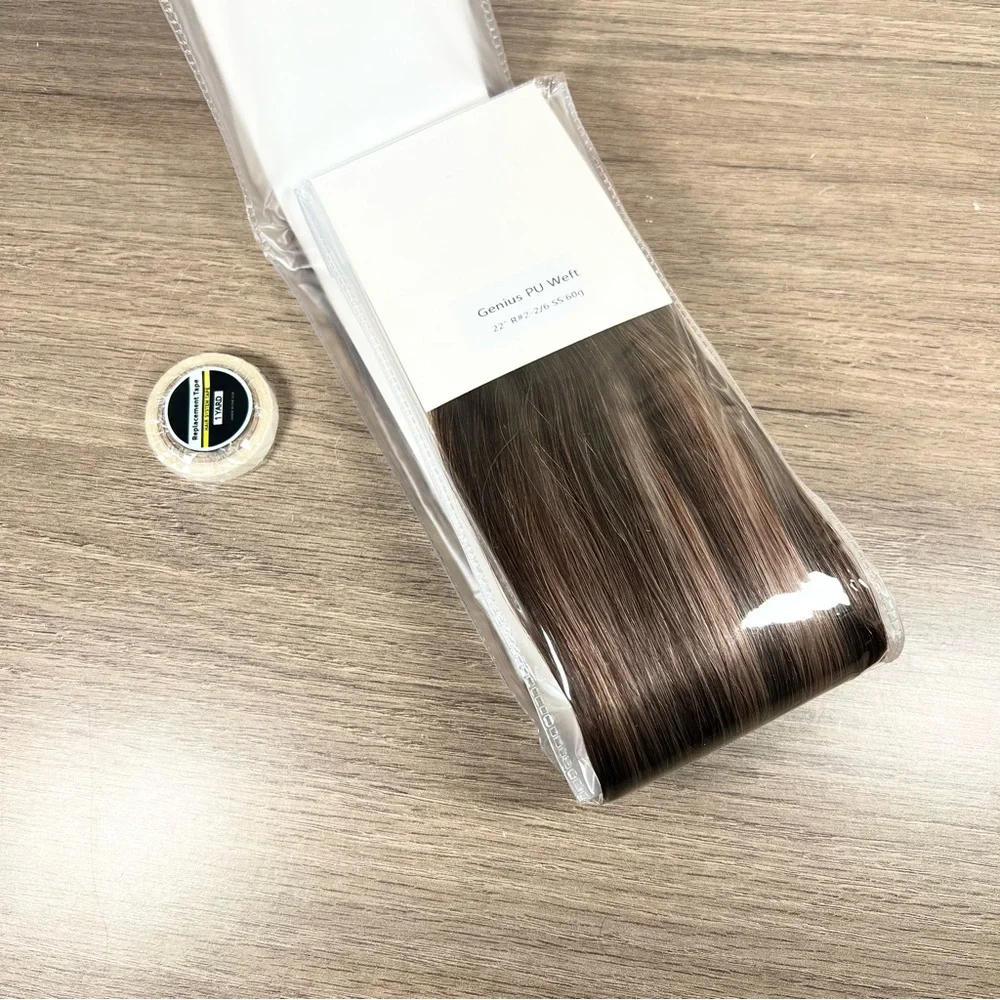 Dark Brown Chestnut Brown Human Hair Hand Tied 22 Inch Tape In Hair Extensions